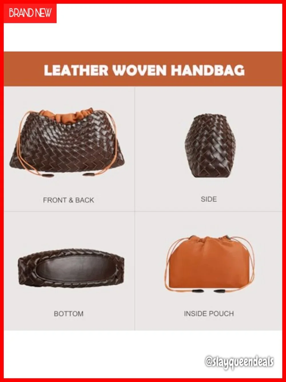 Basket Woven Handbag Faux Leather Shoulder Hobo Tote Purse